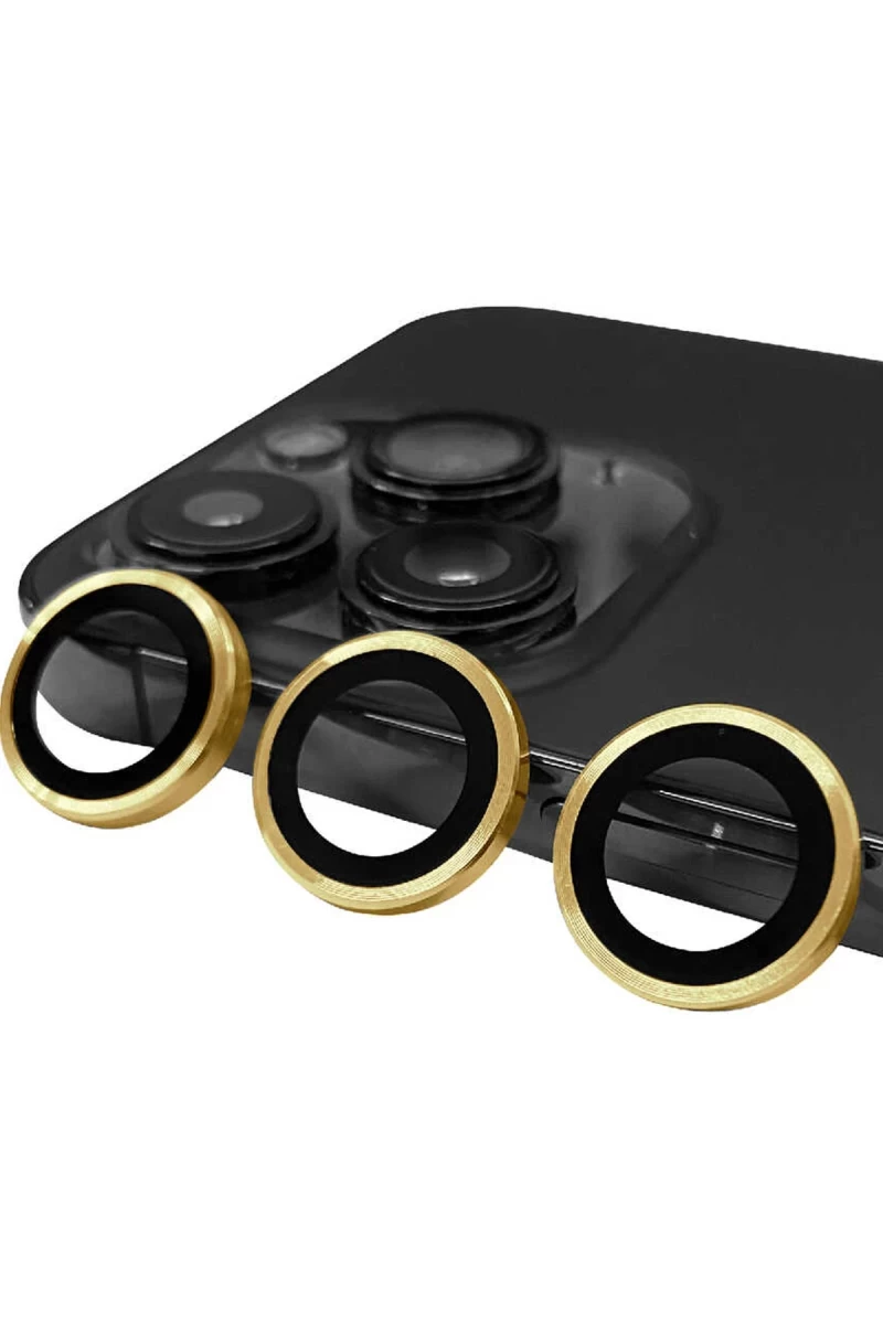 Apple iPhone 14 Pro Uyumlu Raze Metal Kamera Lens - Gold