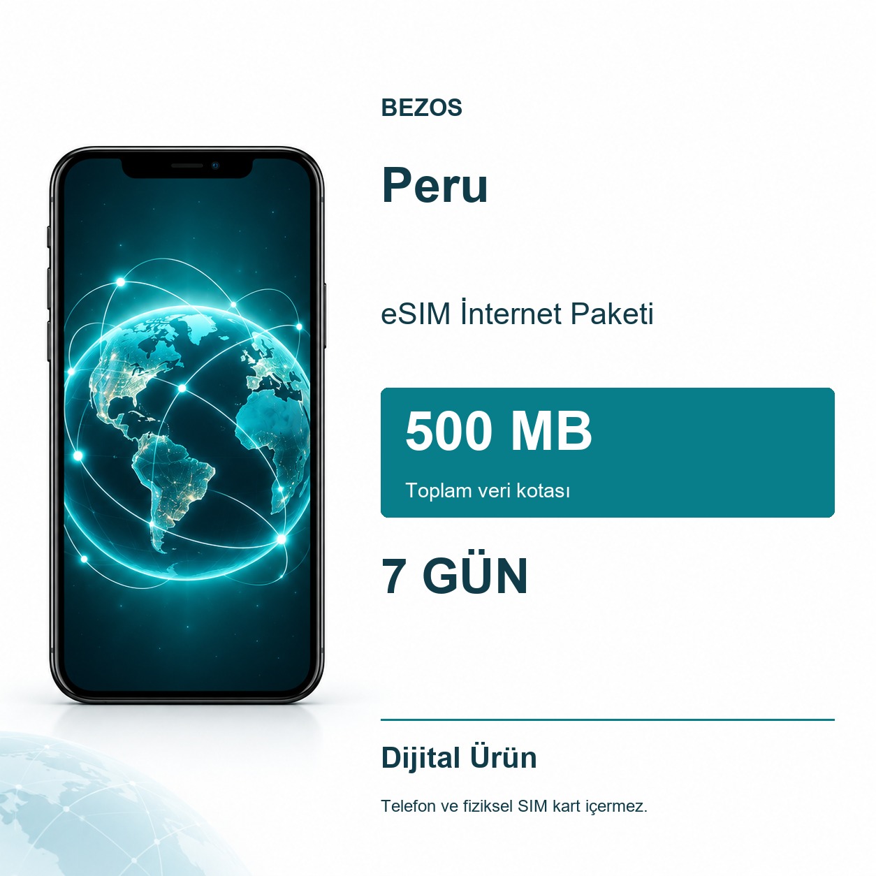 Peru eSIM İnternet Paketi 500 MB 7 Gün