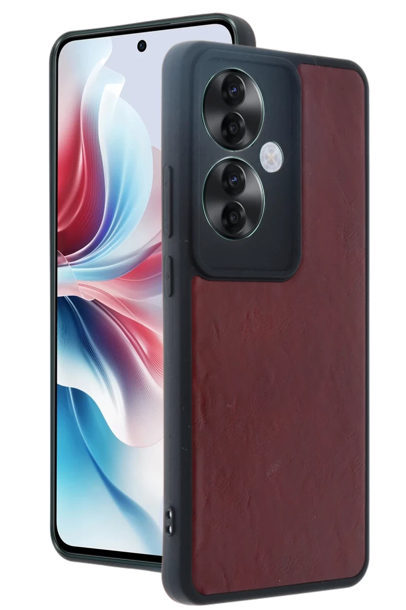 Oppo Reno 11F Uyumlu Kılıf Aras Deri Kapak - Bordo
