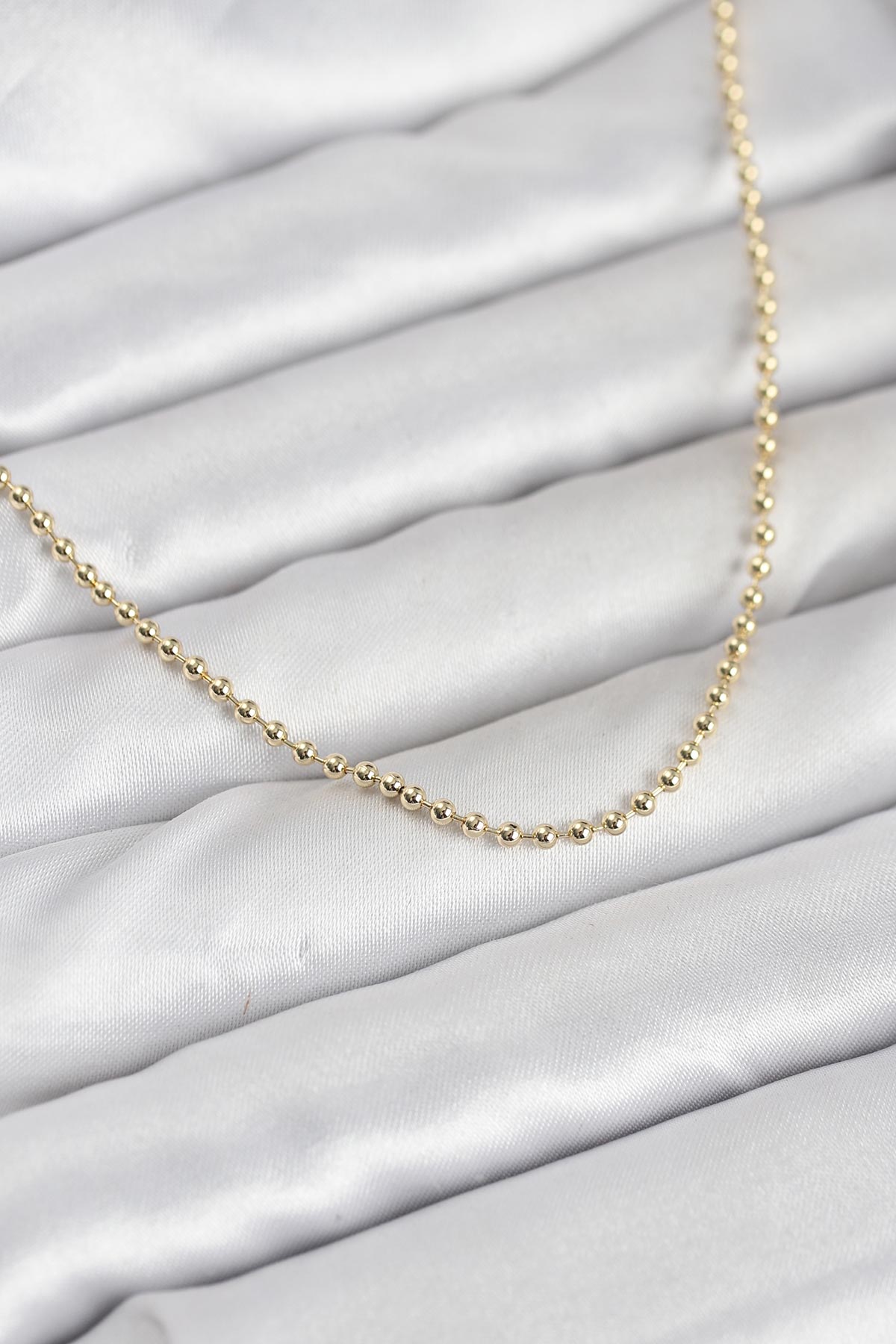 CM 14K Gold Renk Top Zincirli Model 60 cm Kadın Kolye