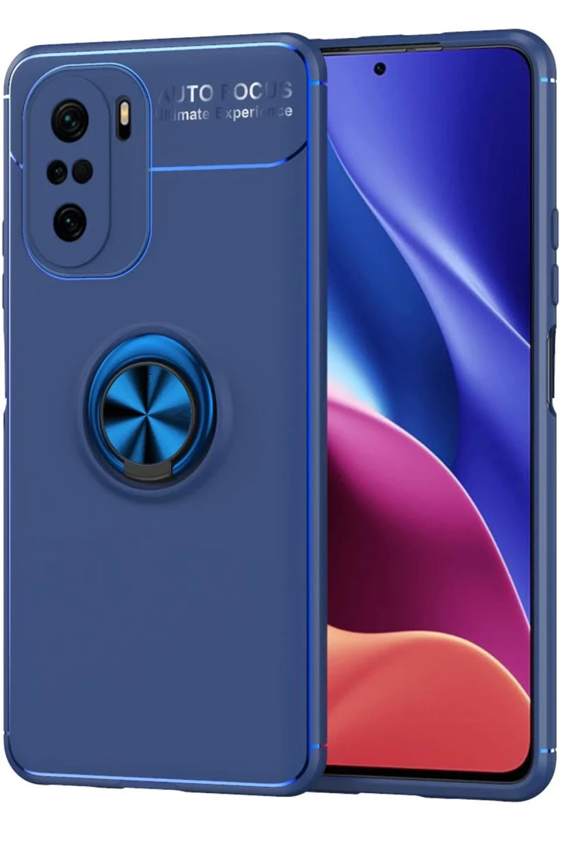 Xiaomi Poco F3 Uyumlu Kılıf Range Yüzüklü Silikon - Mavi