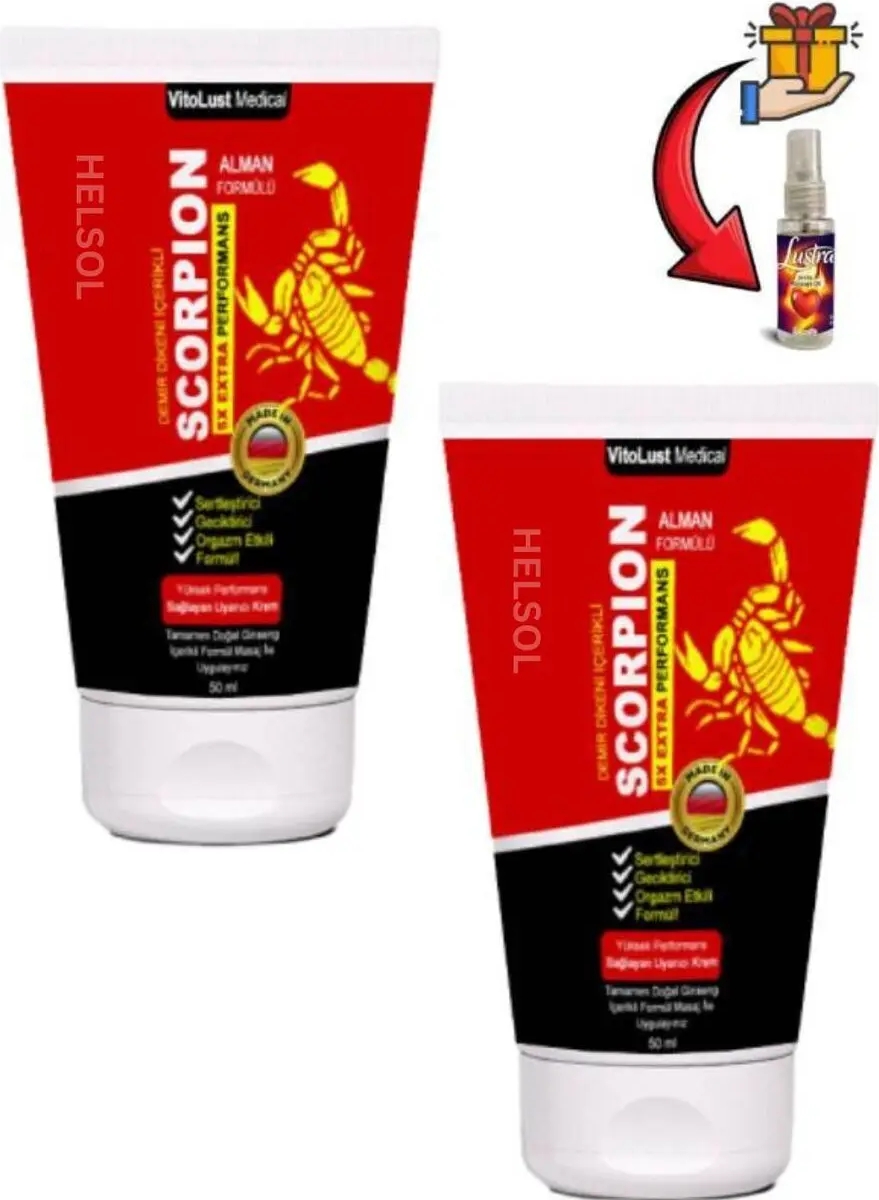Süper Scorpion Erkeklere Özel Krem 50 ml x 2 Ad.+Lustra Masaj Yağı