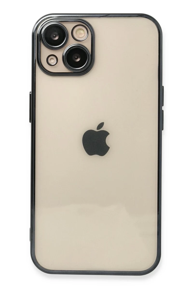 Apple iPhone 14 Plus Uyumlu Kılıf Lensli Silikon - Siyah