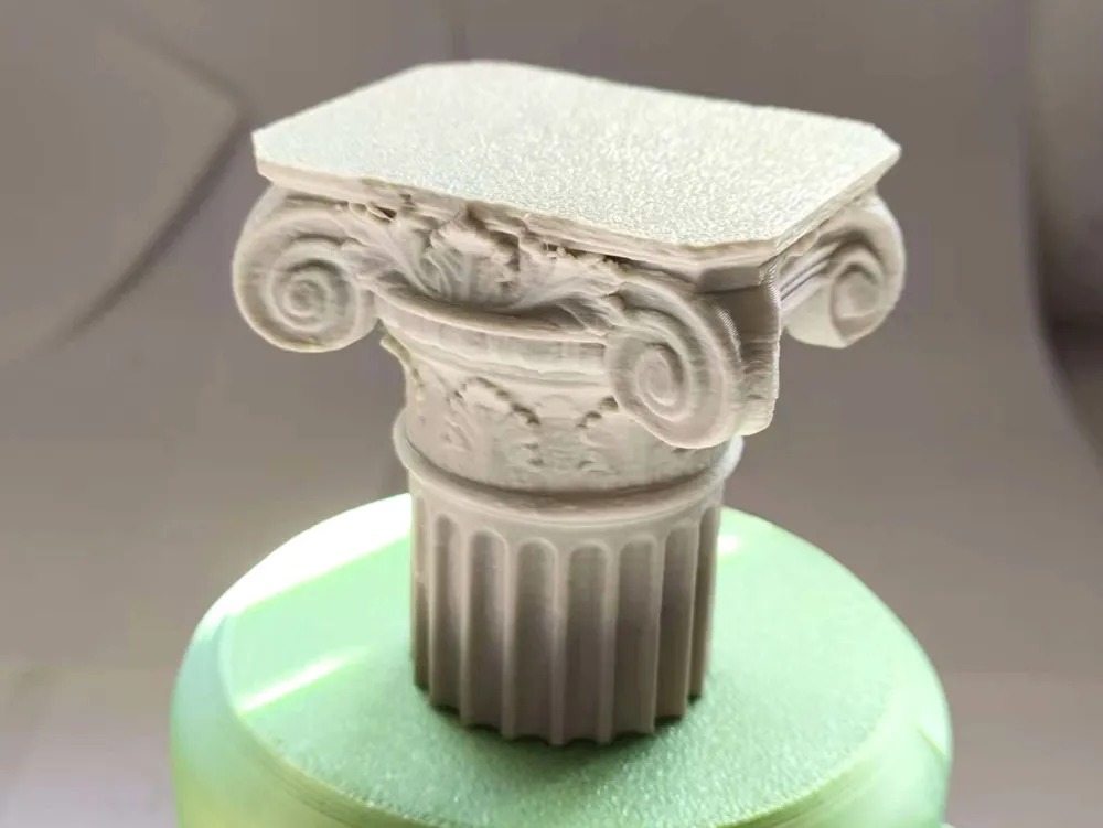 3D Baskı Antik Roma Sütun Başlığı Dekoratif Masaüstü Biblo Sütun Formlu Küçük Obje Standı Krem
