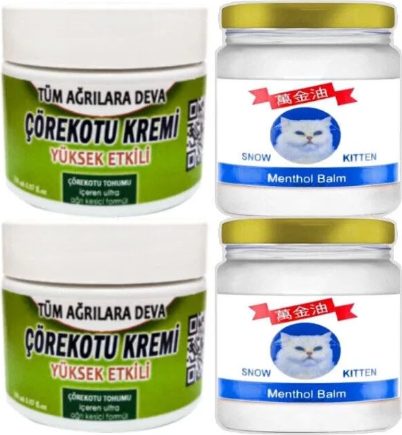 Süper Çörek Otu Krem 2X100 ml - Snow Kitten Menthol Balm 2X50 ml