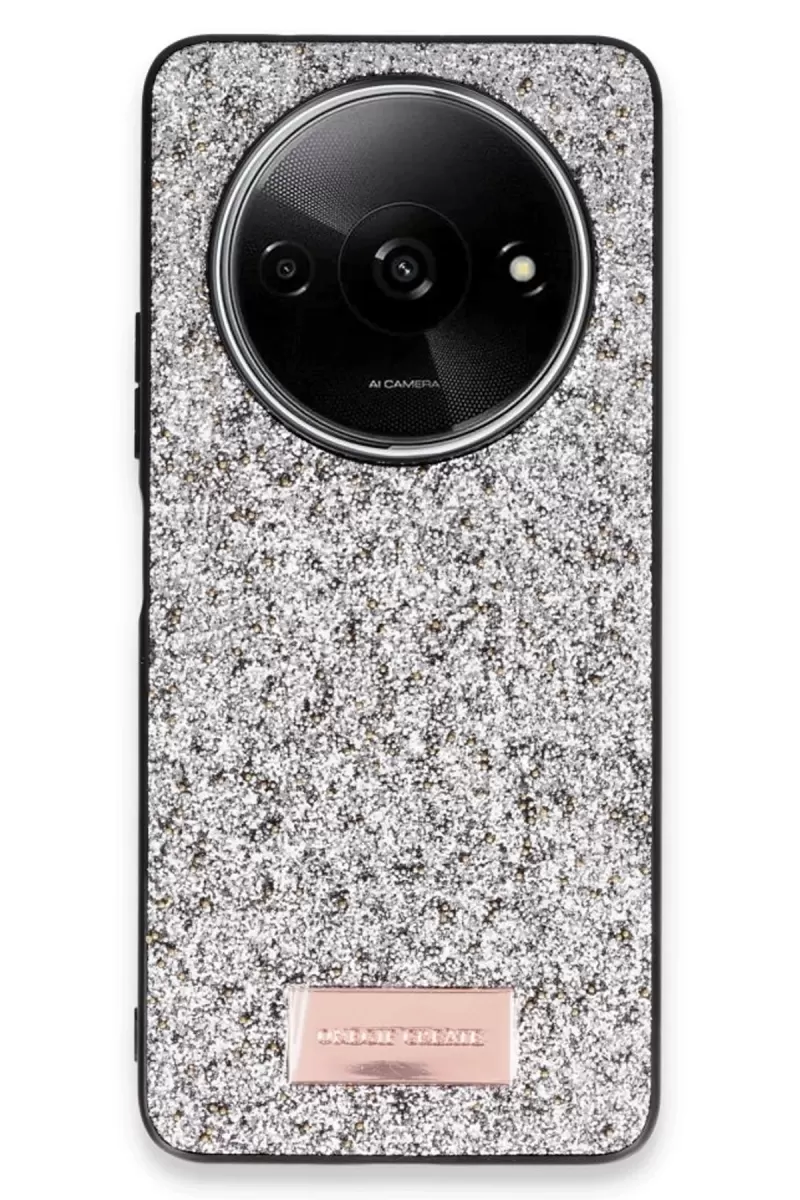 Onegif Xiaomi Redmi A3 4G Uyumlu Bright Simli Kapak - Gümüş
