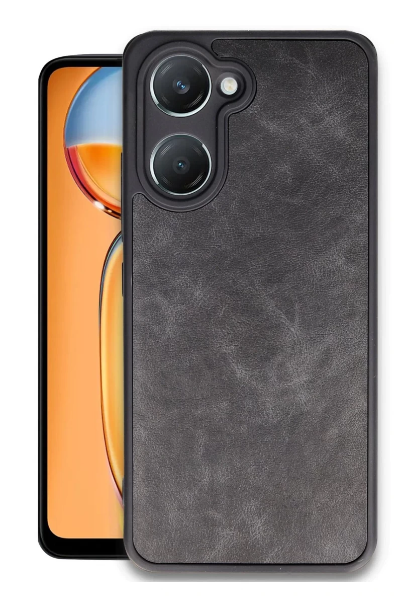 Vivo Y18 Uyumlu Kılıf Aras Deri Kapak - Siyah