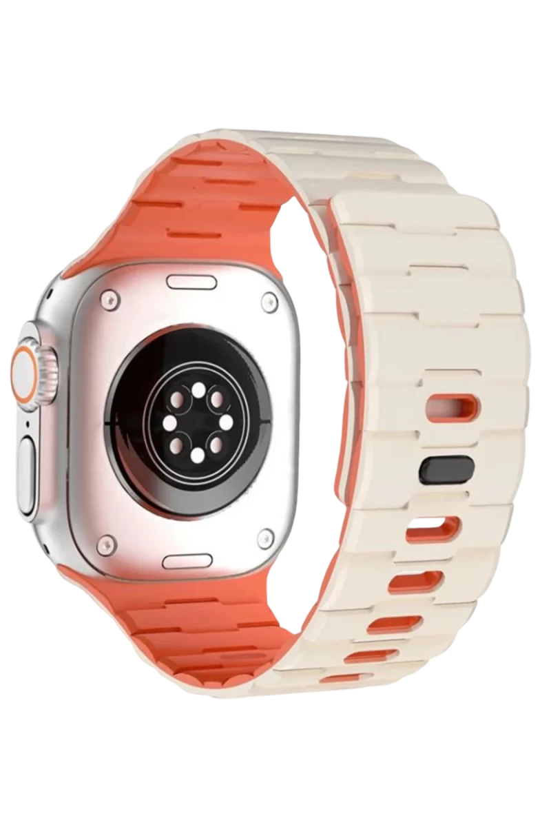 Apple Watch Ultra 49mm Uyumlu Wowen Kordon - Beyaz-Turuncu