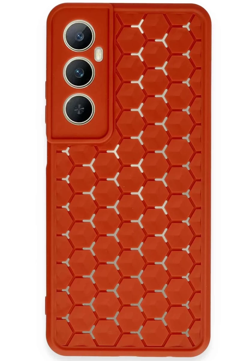 Realme C65 Uyumlu Kılıf Petek Silikon Kapak - Kırmızı