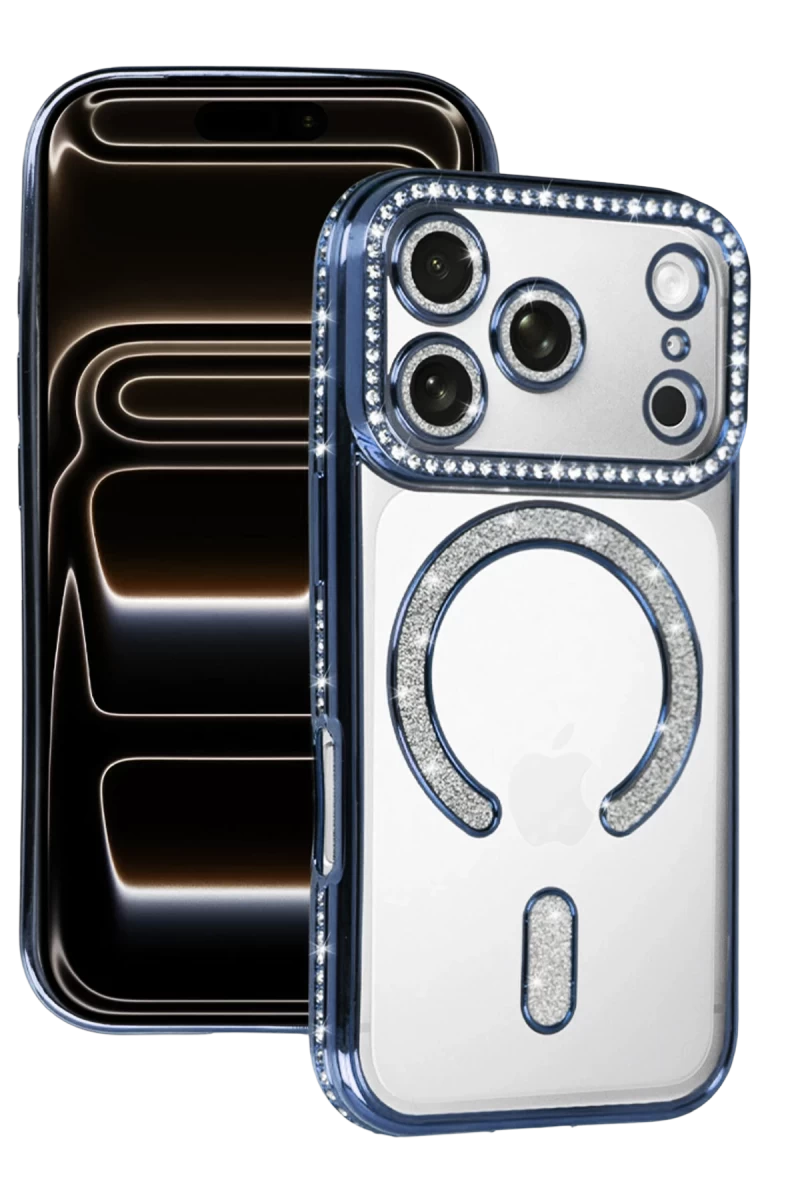 Apple iPhone 17 Pro Uyumlu Joke Simli Magneticsafe Kılıf - Mavi