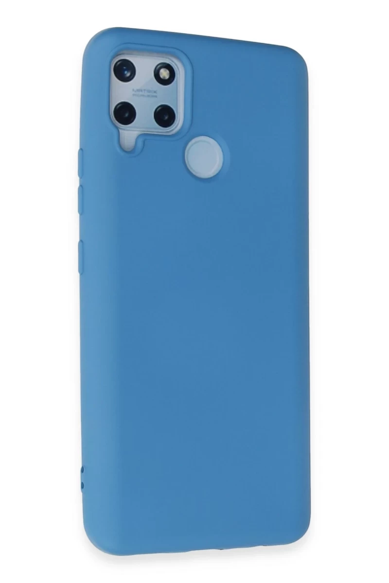 Realme C15 Uyumlu Kılıf Nano içi Kadife Silikon - Mavi