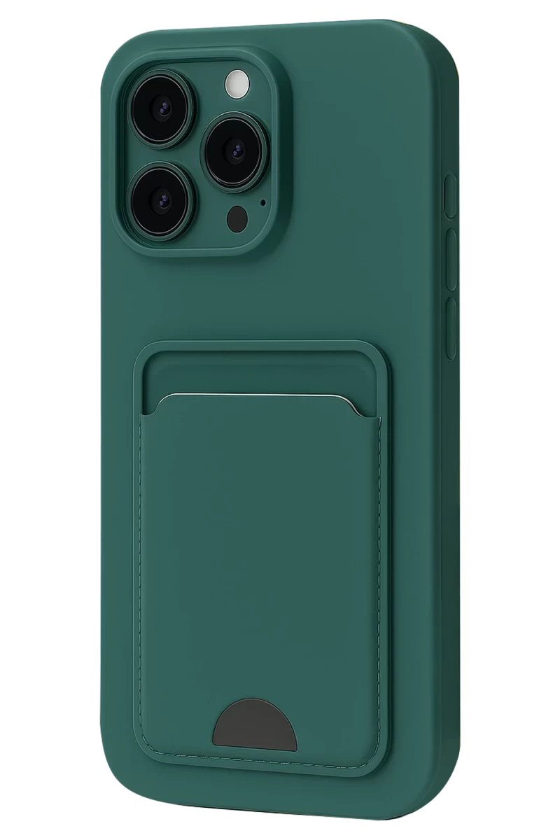 Apple iPhone 16 Pro Uyumlu Kılıf Kelvin Kartvizitli Silikon - Koyu Yeşil