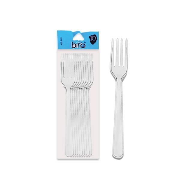322 Plastik Şeffaf   Büyük Çatal 10lu