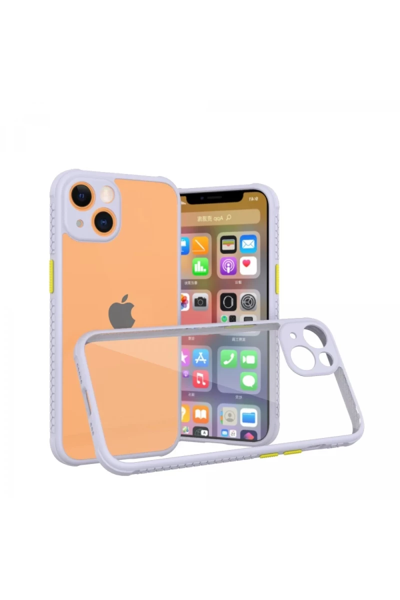 Apple iPhone 13 Mini Uyumlu Kılıf Miami Şeffaf Silikon - Lila