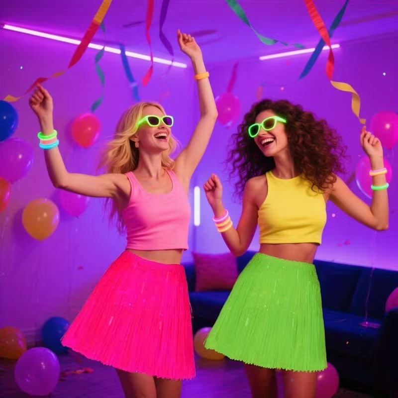 Neon Turuncu Hawaii Parti Eteği 40 cm