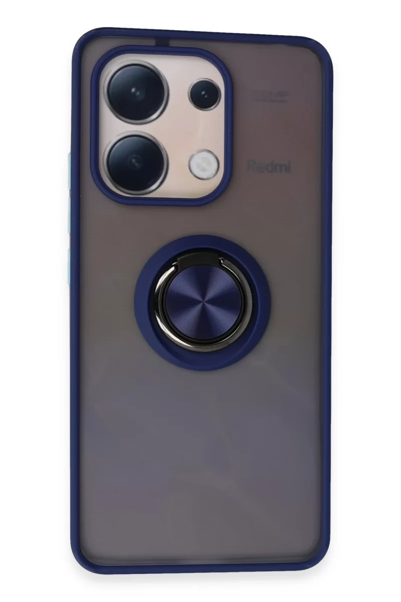 Xiaomi Redmi Note 13 4G Uyumlu Kılıf Montreal Yüzüklü Silikon Kapak - Lacivert