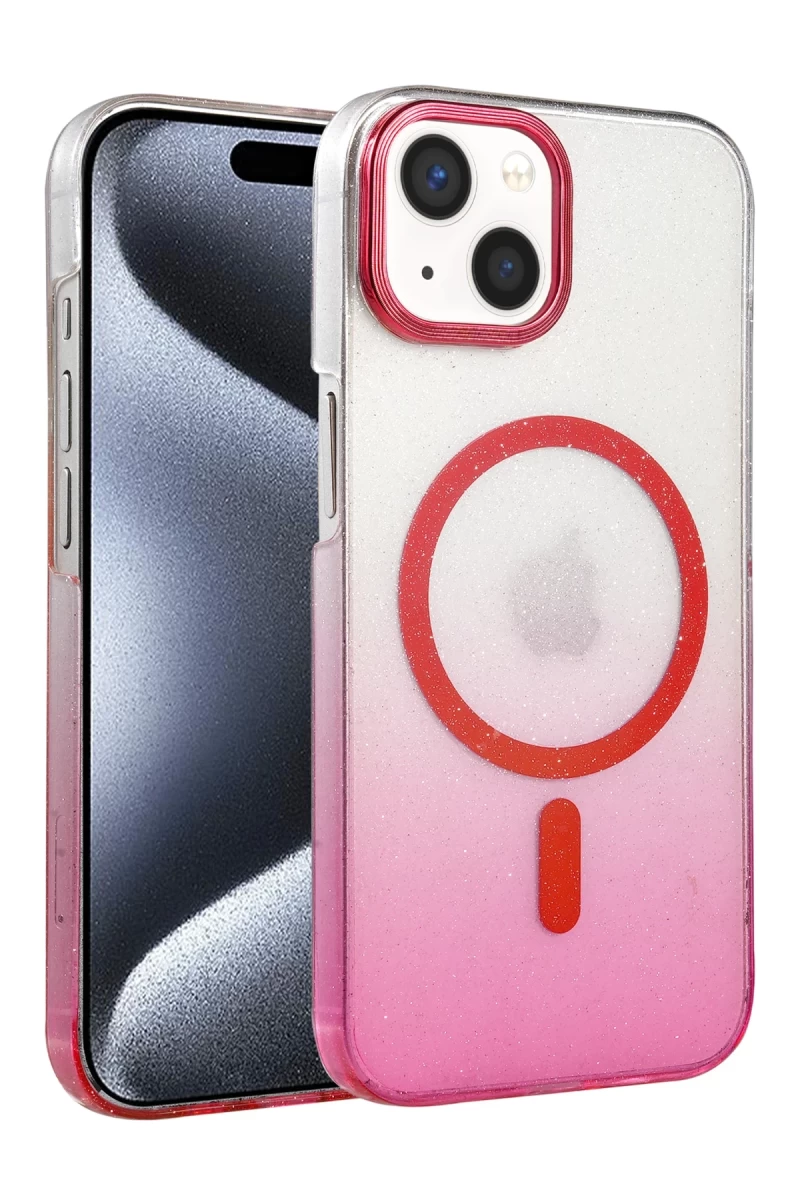 Apple iPhone 14 Uyumlu Glossy Magsafe Kapak - Pembe
