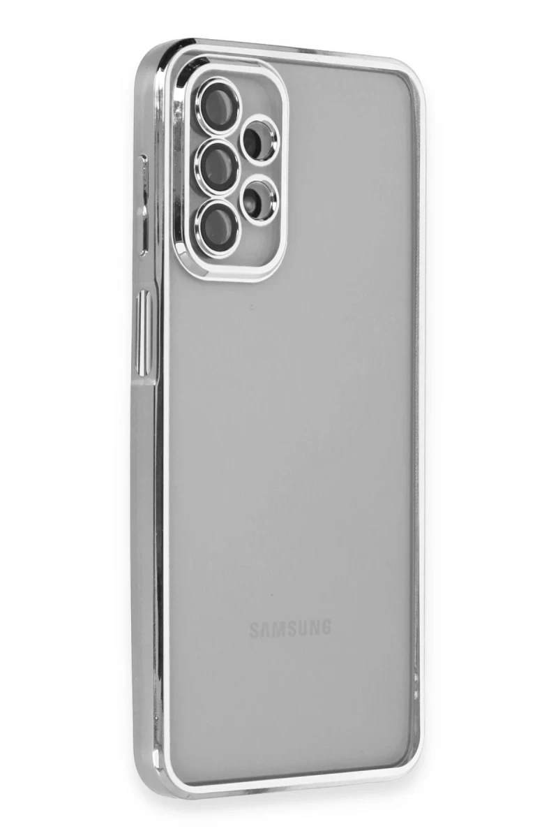 Samsung Galaxy A23 4G Uyumlu Kılıf Lensli Silikon - Gümüş