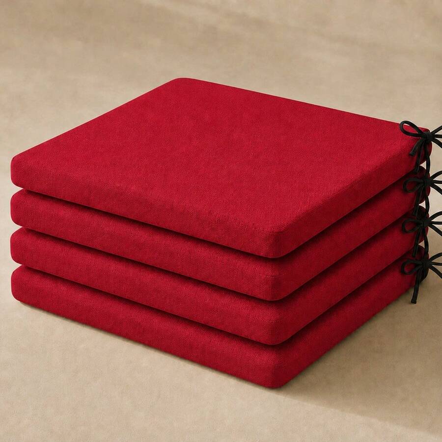 4’lü Düz Bağcıklı Sandalye Minderi · 40 × 40 × 4 cm | Kırmızı | 40 × 40 × 4 cm · 4 adet