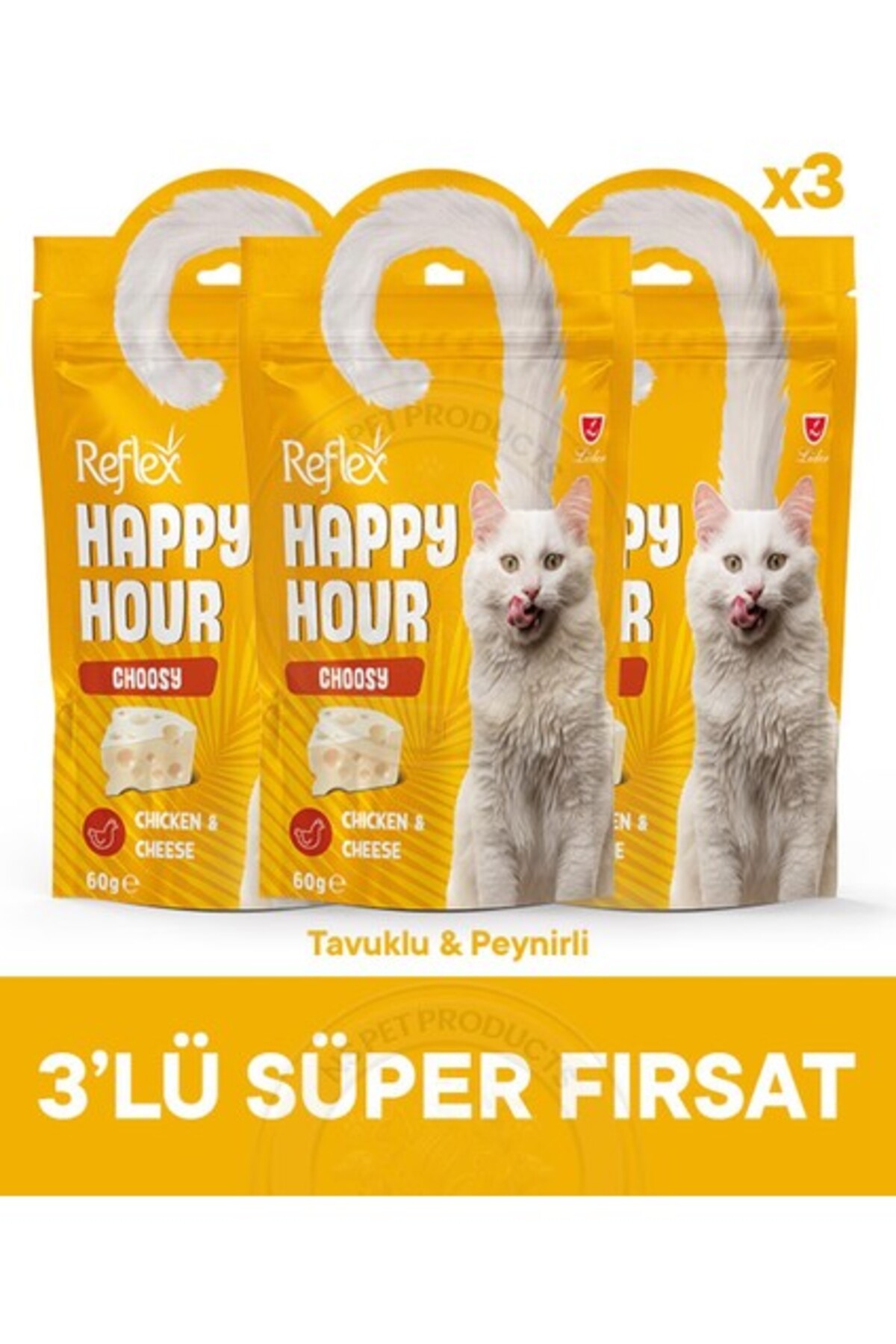 Reflex Happy Hour Choosy Seçici Kediler Ödül maması 3lü Fırsat 3x60gr