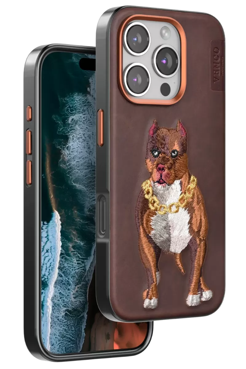 Venco Apple iPhone 16 Pro Uyumlu Perma Desenli Kapak - Kahverengi