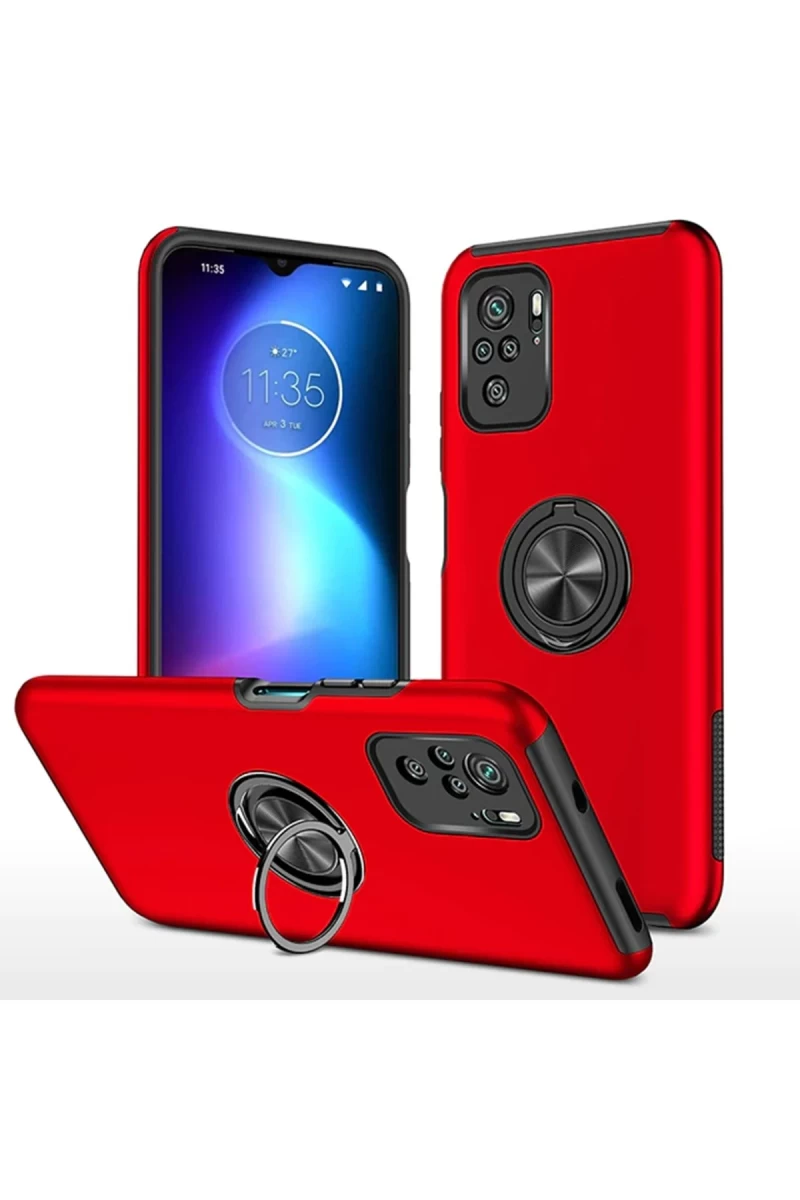 Xiaomi Poco F3 Uyumlu Kılıf Elit Yüzüklü Kapak - Kırmızı