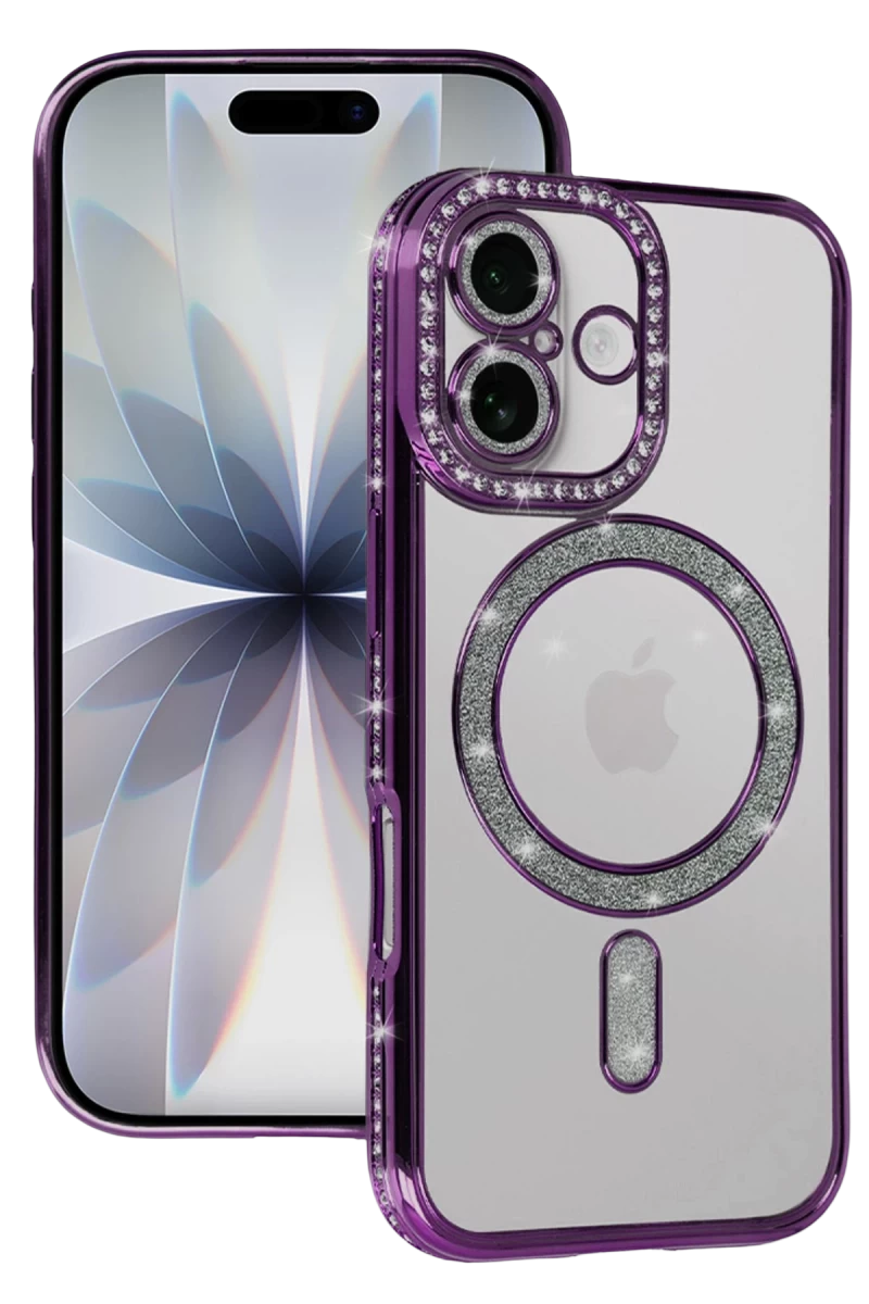 Apple iPhone 17 Uyumlu Joke Simli Magneticsafe Kılıf - Derin Mor