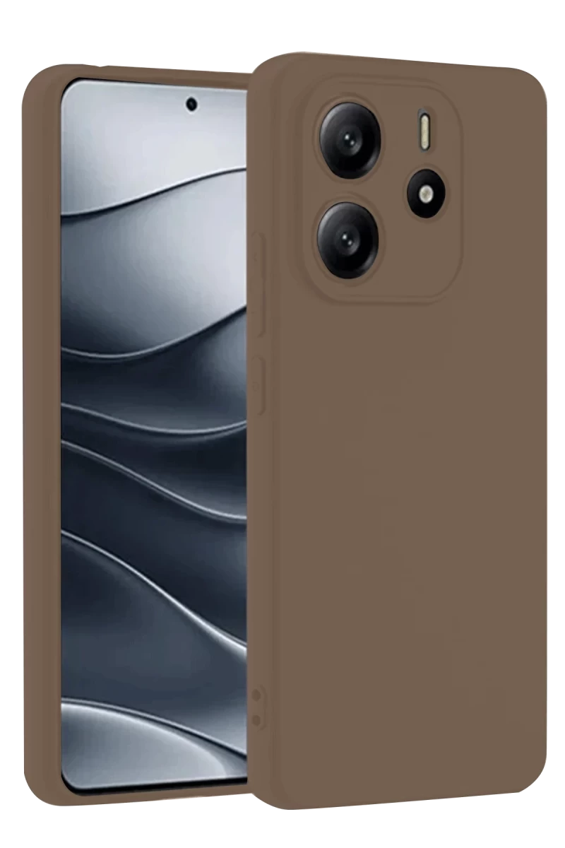 Xiaomi Redmi Note 14 4G Uyumlu Kılıf First Silikon - Kahverengi