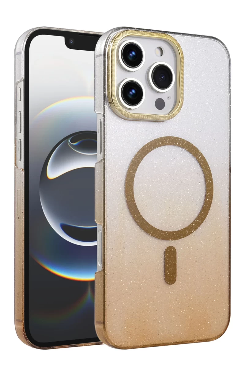 Apple iPhone 16 Pro Max Uyumlu Glossy Magsafe Kapak - Çöl Titanyum