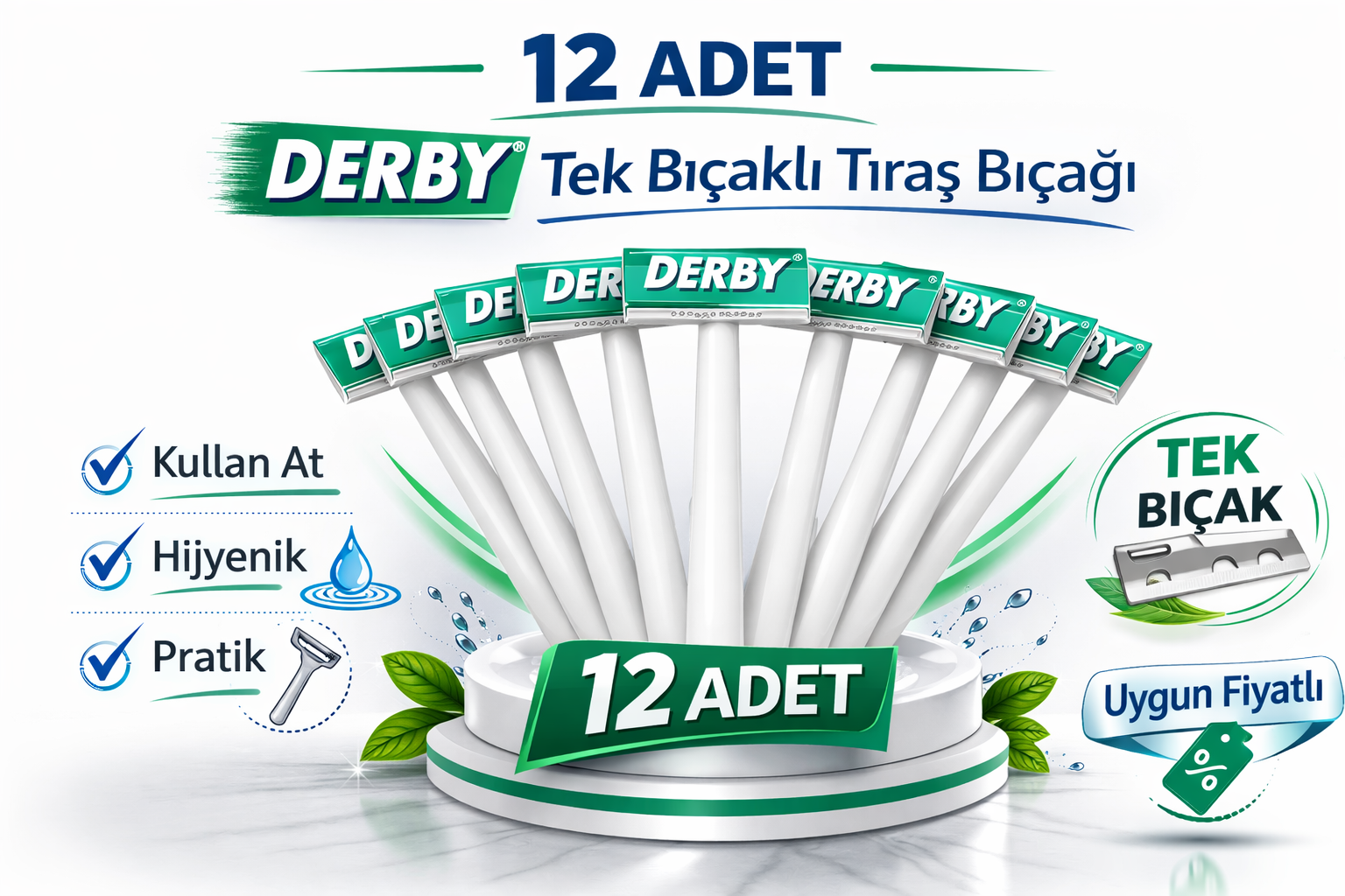 Derby Tek Bıçaklı Tıraş Bıçağı  Paket Seçenekleri 12 ADET