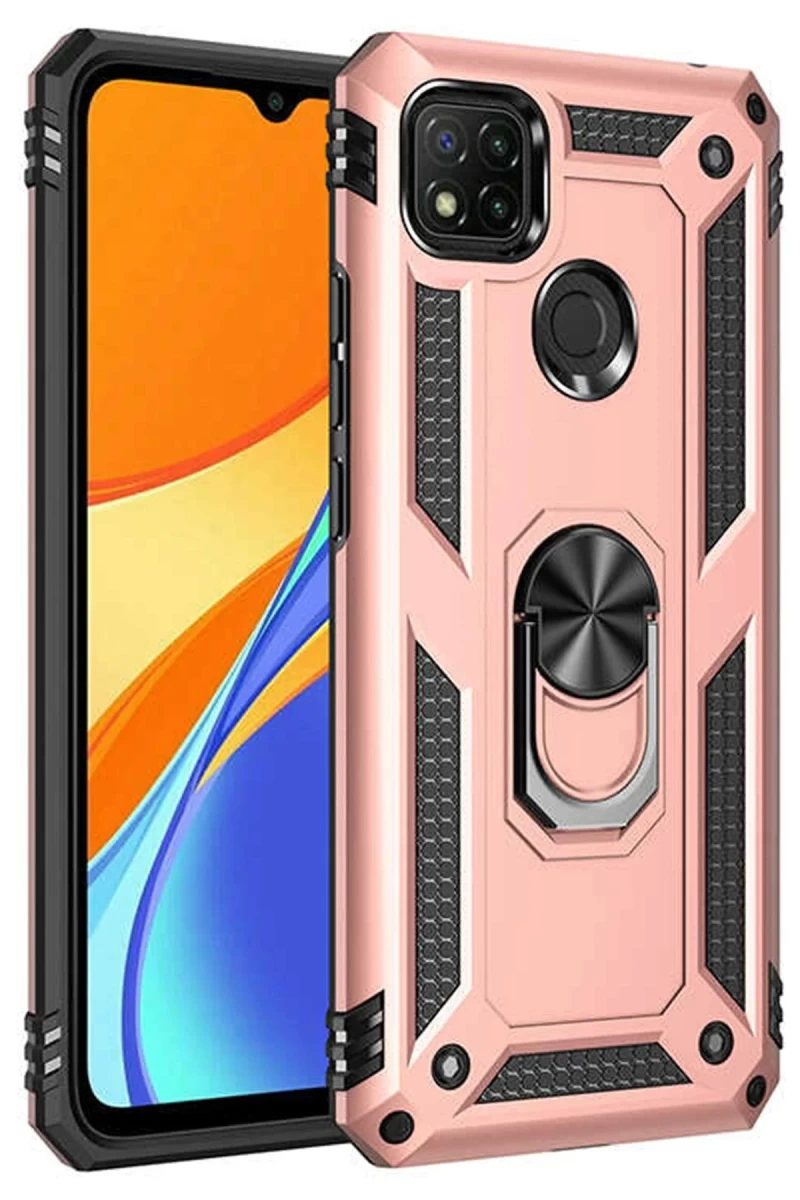 Xiaomi Redmi 9C Uyumlu Kılıf Sofya Yüzüklü Silikon Kapak - Rose