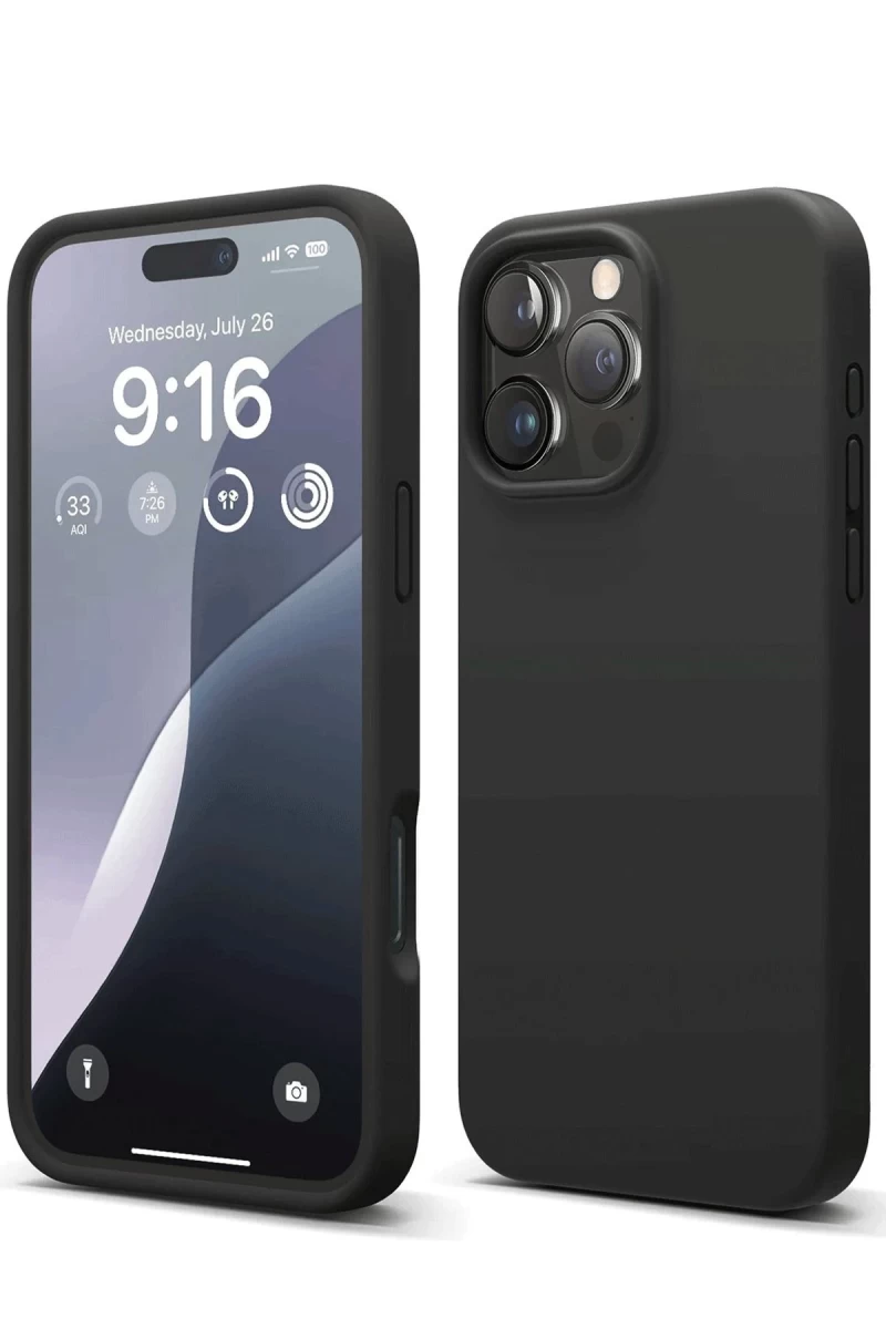 Apple iPhone 16 Pro Max Uyumlu Kılıf Nano içi Kadife Silikon - Siyah