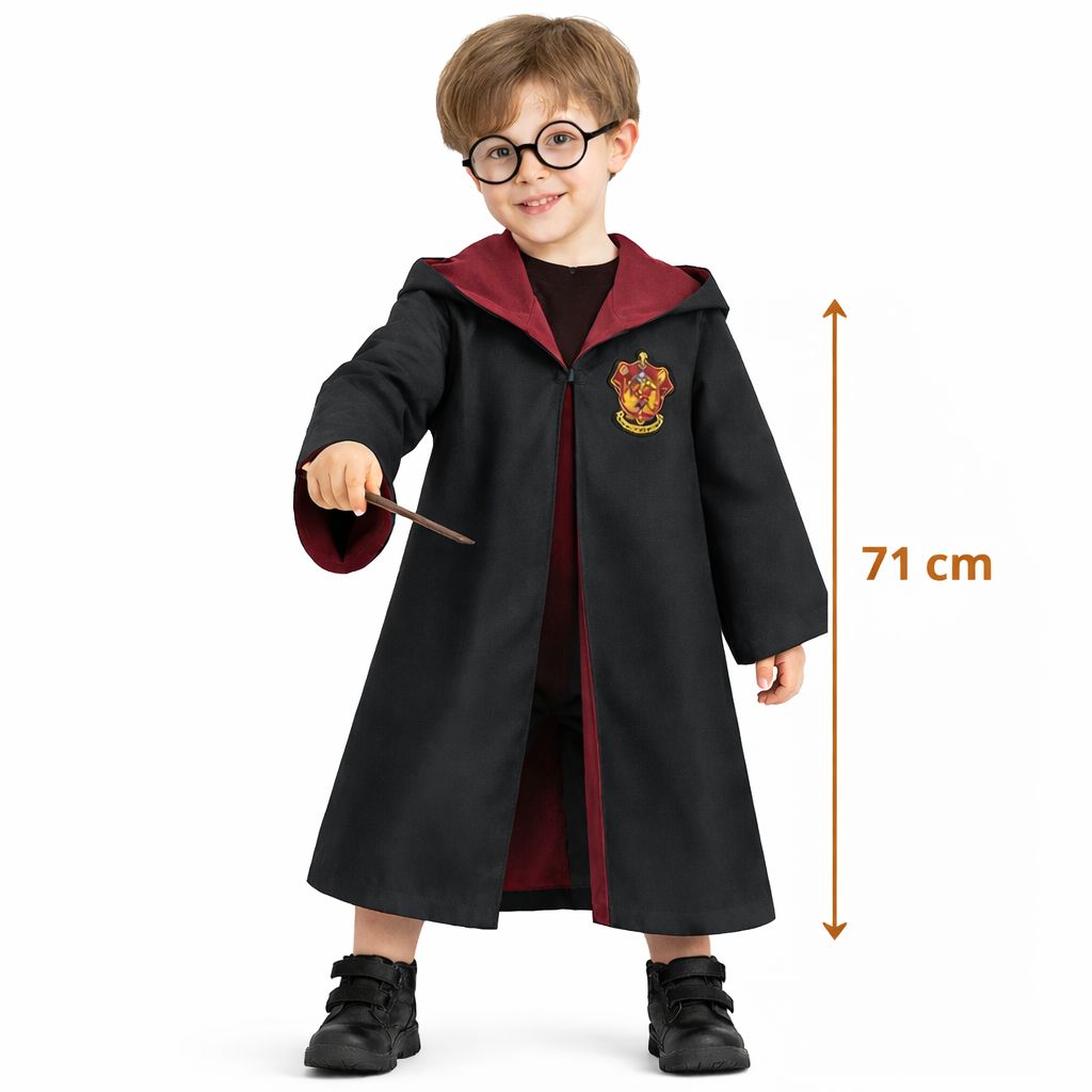 Harry Potter Çocuk Bebek Kostüm Seti ? Asa Gözlük Pelerin 71 cm (2-4 Yaş)