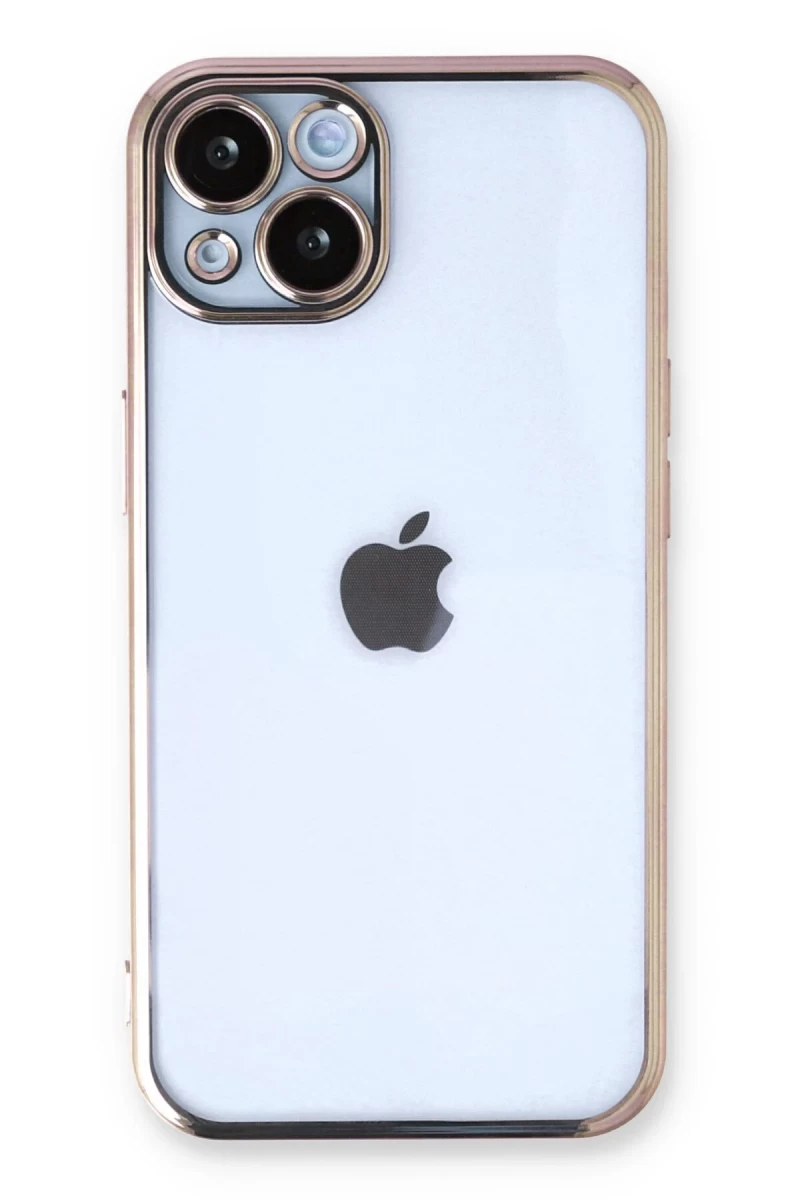 Apple iPhone 13 Uyumlu Kılıf Lensli Silikon - Gold