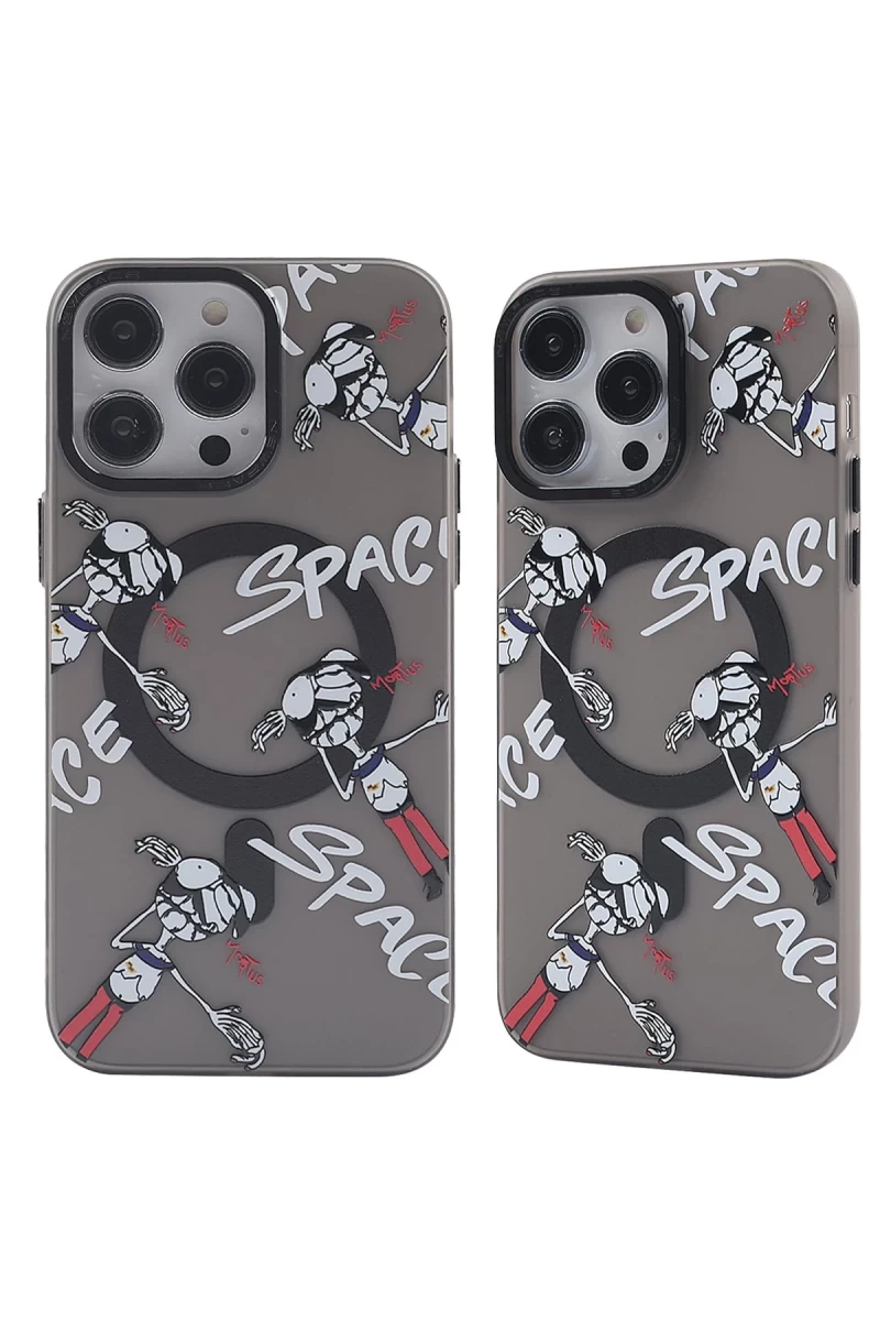 Apple iPhone 12 Pro Max Uyumlu Kılıf Apollo Magneticsafe Desenli Kapak - Apollo Siyah - 3