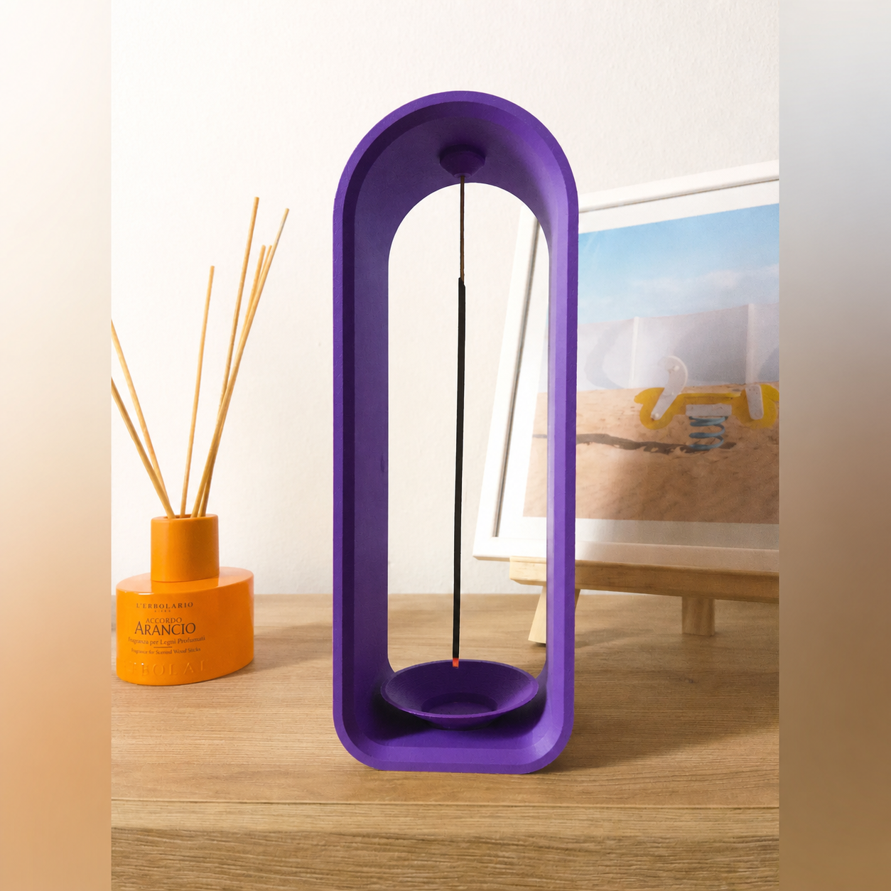 3D Baskı The Shrine Tütsülük - Modern Kemer Formlu Tütsü Tutucu-Mor