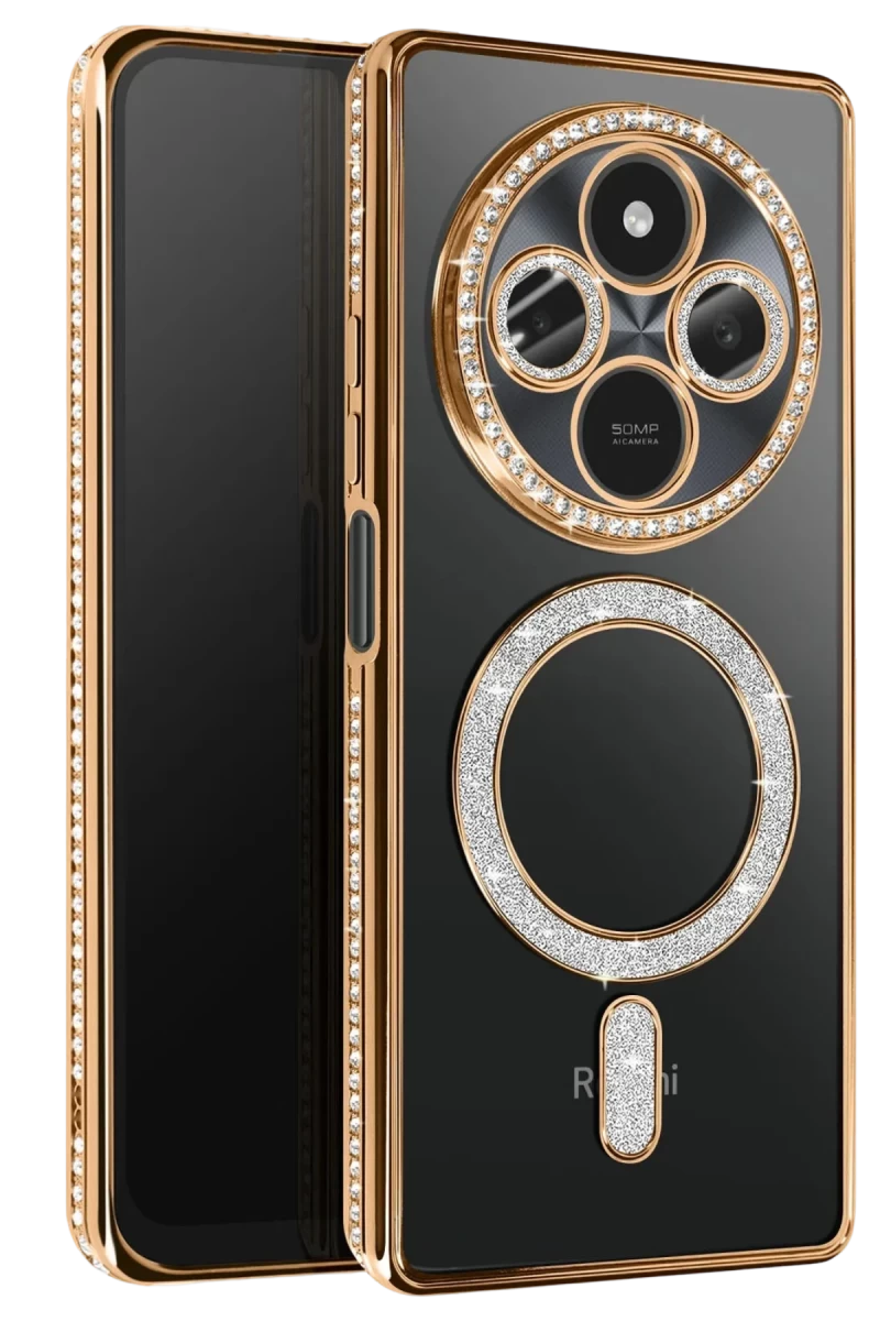 Xiaomi Redmi 14C Uyumlu Joke Simli Magneticsafe Kılıf - Gold