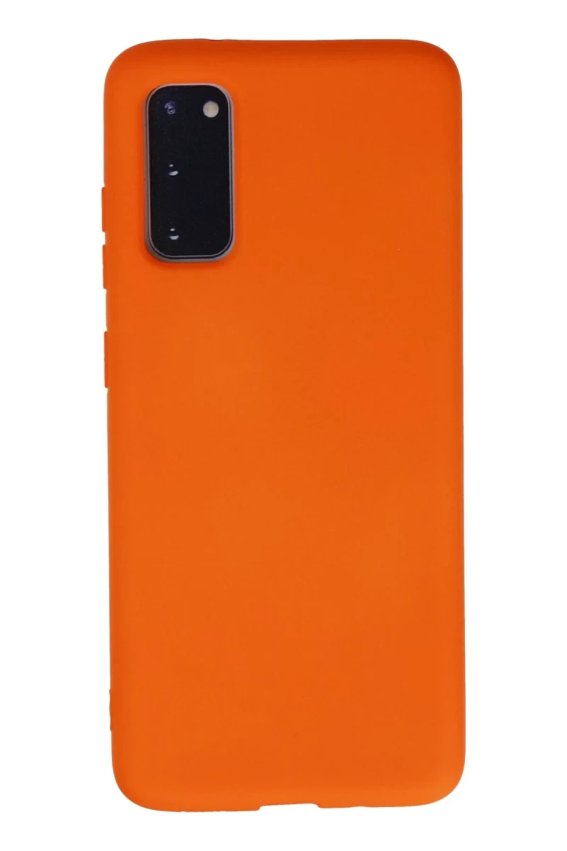 Samsung Galaxy S20 Uyumlu Kılıf Nano içi Kadife Silikon - Turuncu