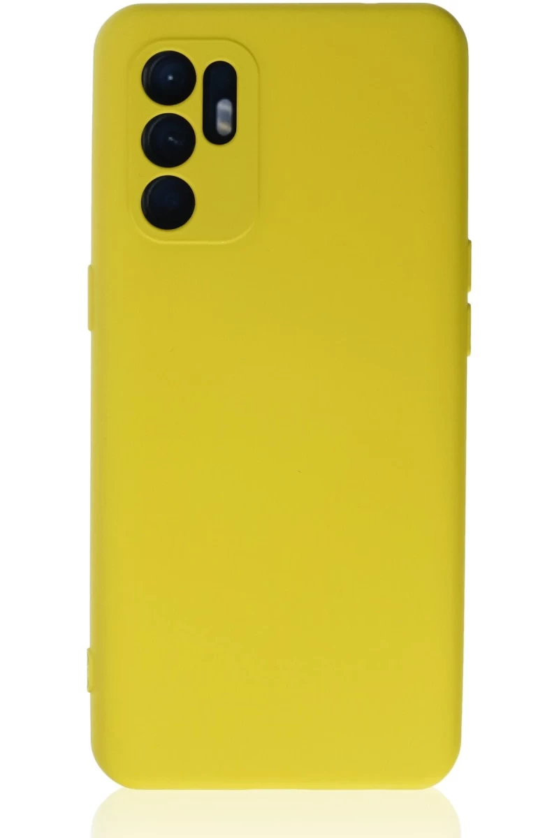 Oppo Reno 6 Uyumlu Kılıf Nano içi Kadife Silikon - Sarı1