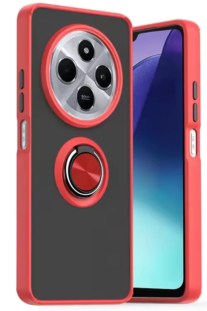Xiaomi Redmi 14C Uyumlu Kılıf Montreal Yüzüklü Silikon Kapak - Kırmızı