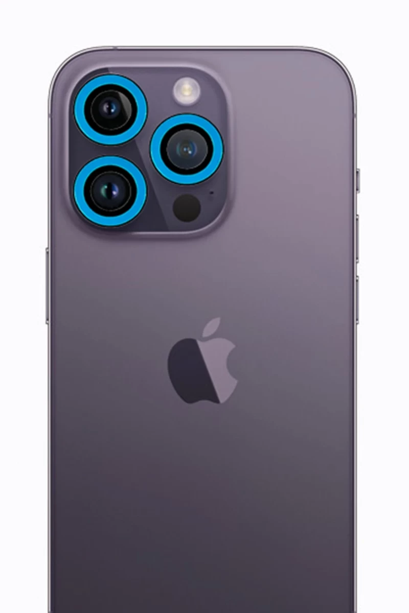 Apple iPhone 13 Pro Max Uyumlu Neon Fosforlu Kamera Lens - Mavi