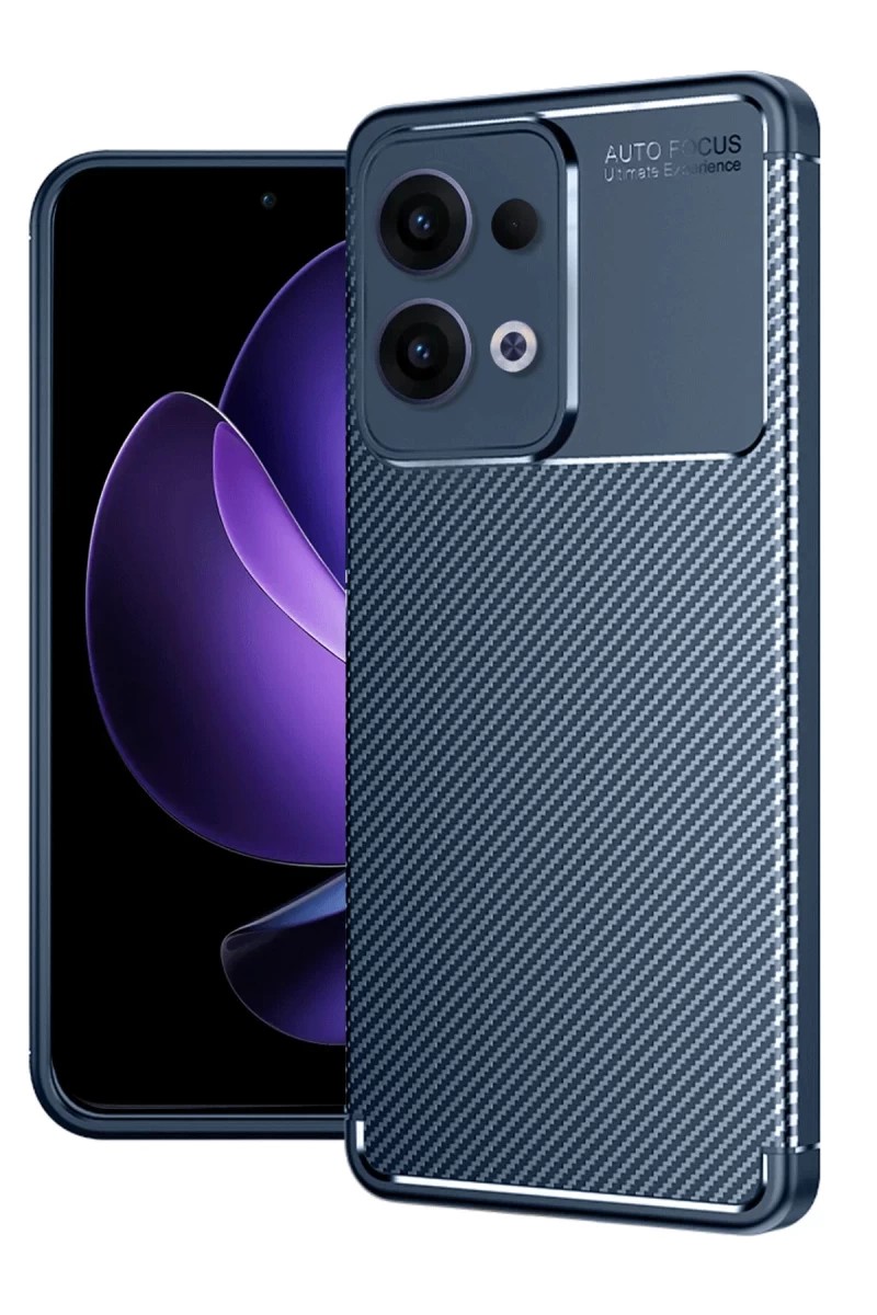 Oppo Reno 13 Pro Uyumlu Kılıf Auto Focus Karbon Kapak - Lacivert