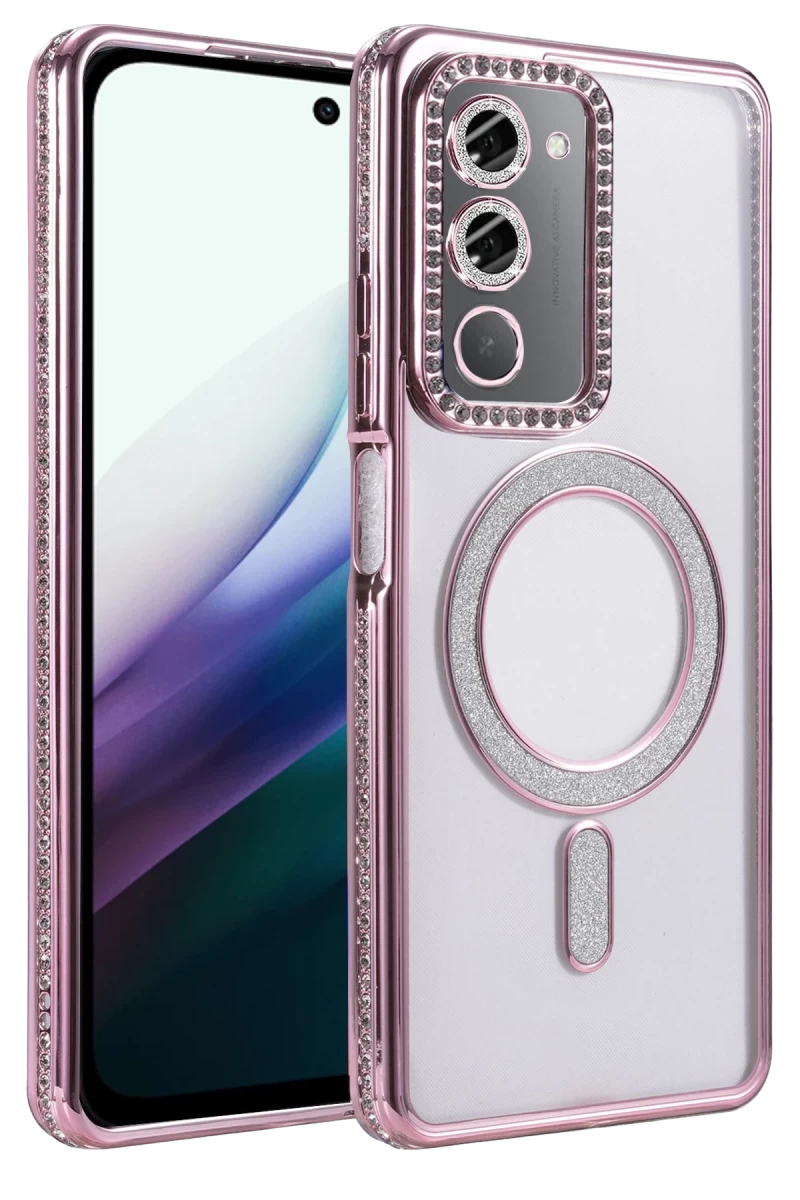 Xiaomi Redmi 15 4G Uyumlu Joke Simli Magneticsafe Kılıf - Pembe