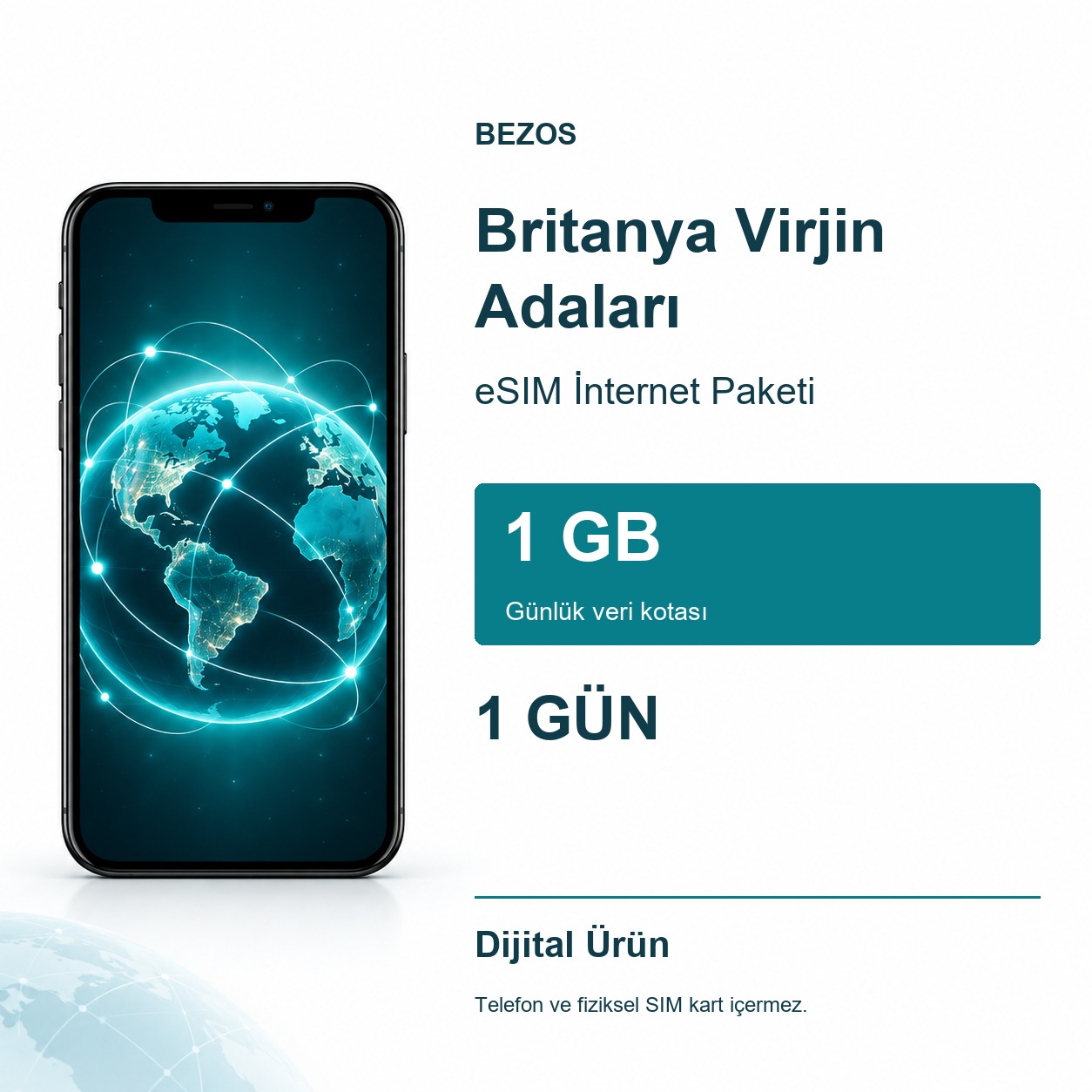 Britanya Virjin Adaları eSIM İnternet Paketi Günlük 1 GB 1 Gün