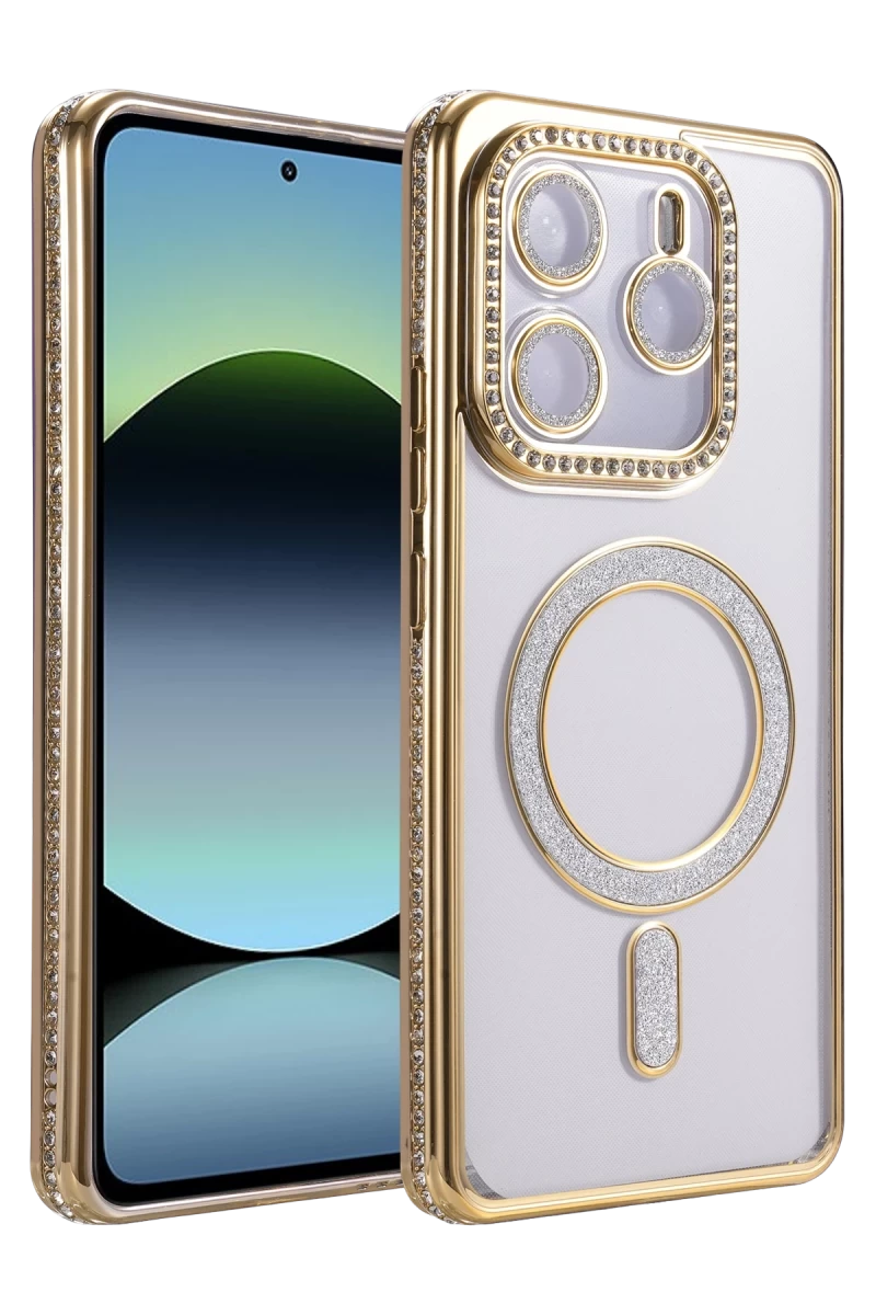 Xiaomi Redmi Note 14 4G Uyumlu Joke Simli Magneticsafe Kılıf - Gold