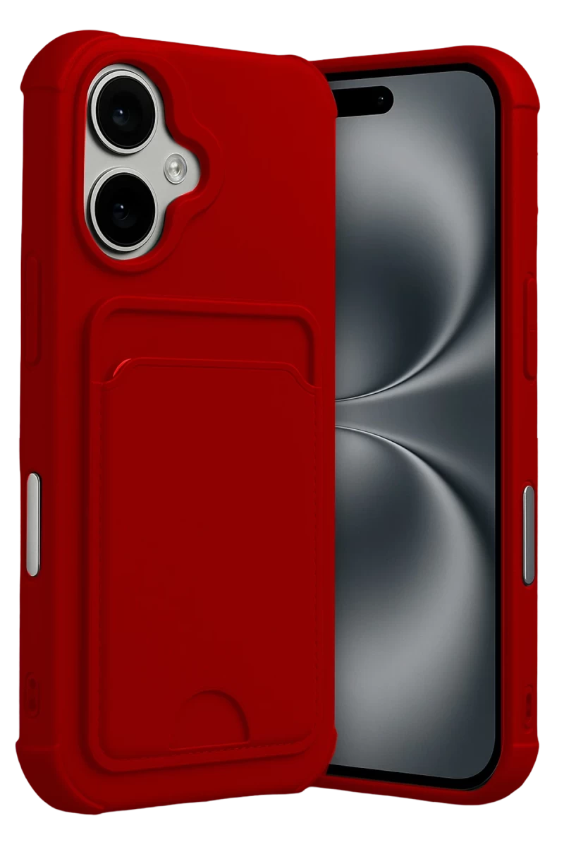 Apple iPhone 17 Uyumlu Kelvin Kartvizitli Silikon - Kırmızı