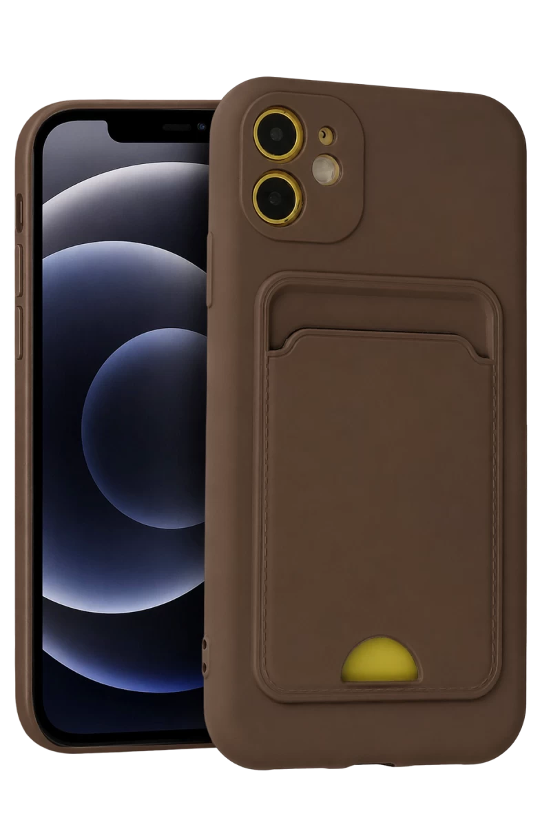 Apple iPhone 11 Uyumlu Kılıf Kelvin Kartvizitli Silikon - Kahverengi