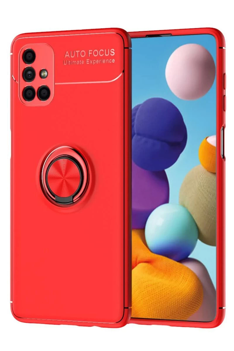 Samsung Galaxy M51 Uyumlu Kılıf Range Yüzüklü Silikon - Kırmızı