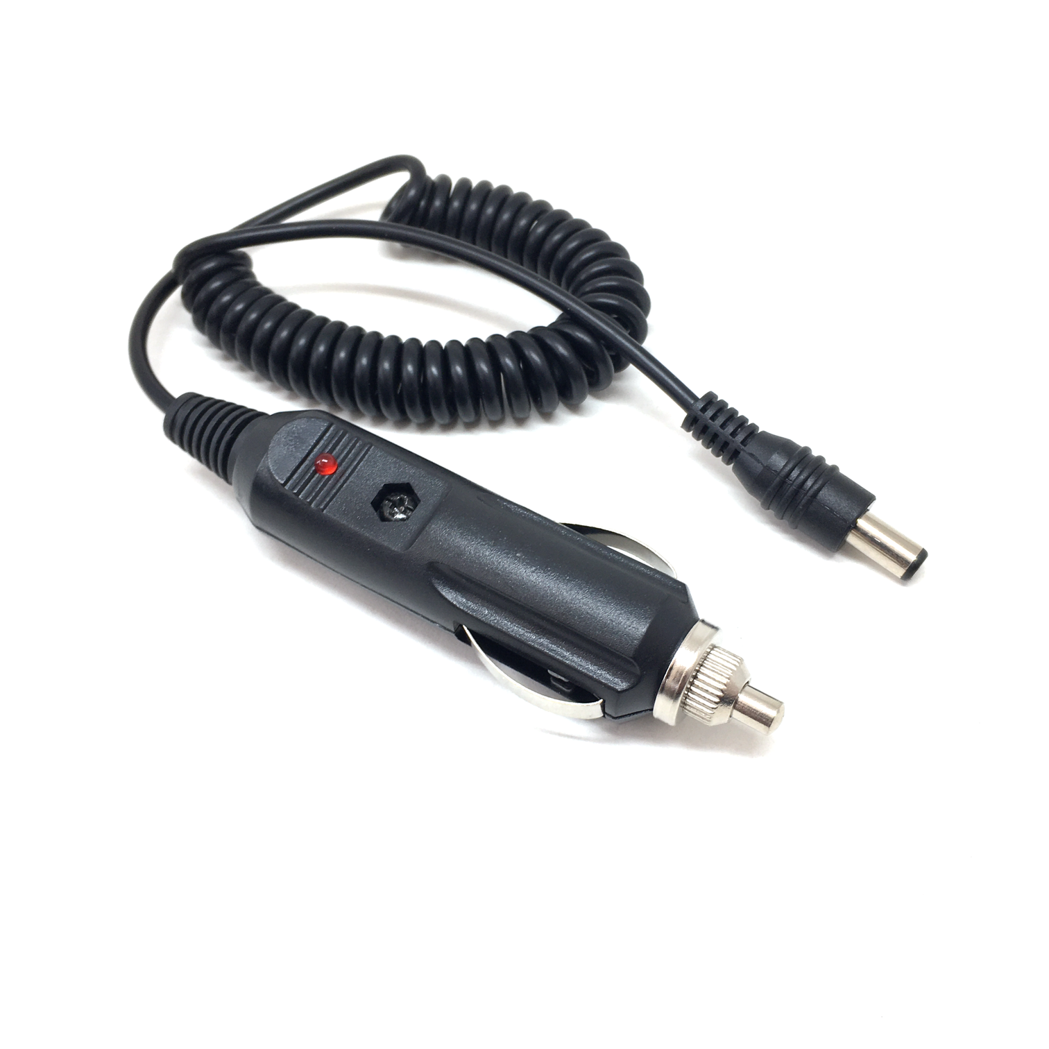 Spiral Kablolu Sigortalı Oto Çakmak Fişi Adaptörü 5.5x2.5mm Uçlu 2A 1.3m