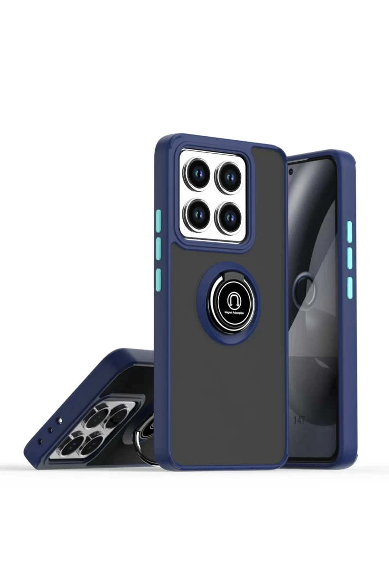 Xiaomi Mi 14T Pro Uyumlu Kılıf Montreal Yüzüklü Silikon Kapak - Lacivert